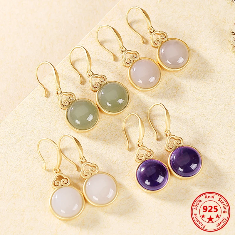 

100% Authentic 925 Sterling Silver Pendant Silver Gold Plated Wada Jade Lady Pendant Vintage Style Fine Jewelry Earrings Jewelry