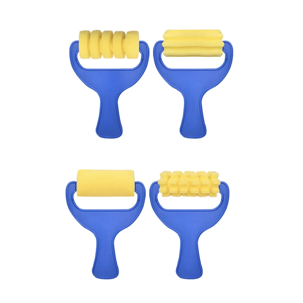 

12pcs Kids Painting Tools Sponge Plastic Handle Drawing Brushes Rollers Brooms Early Education Graffiti Toys