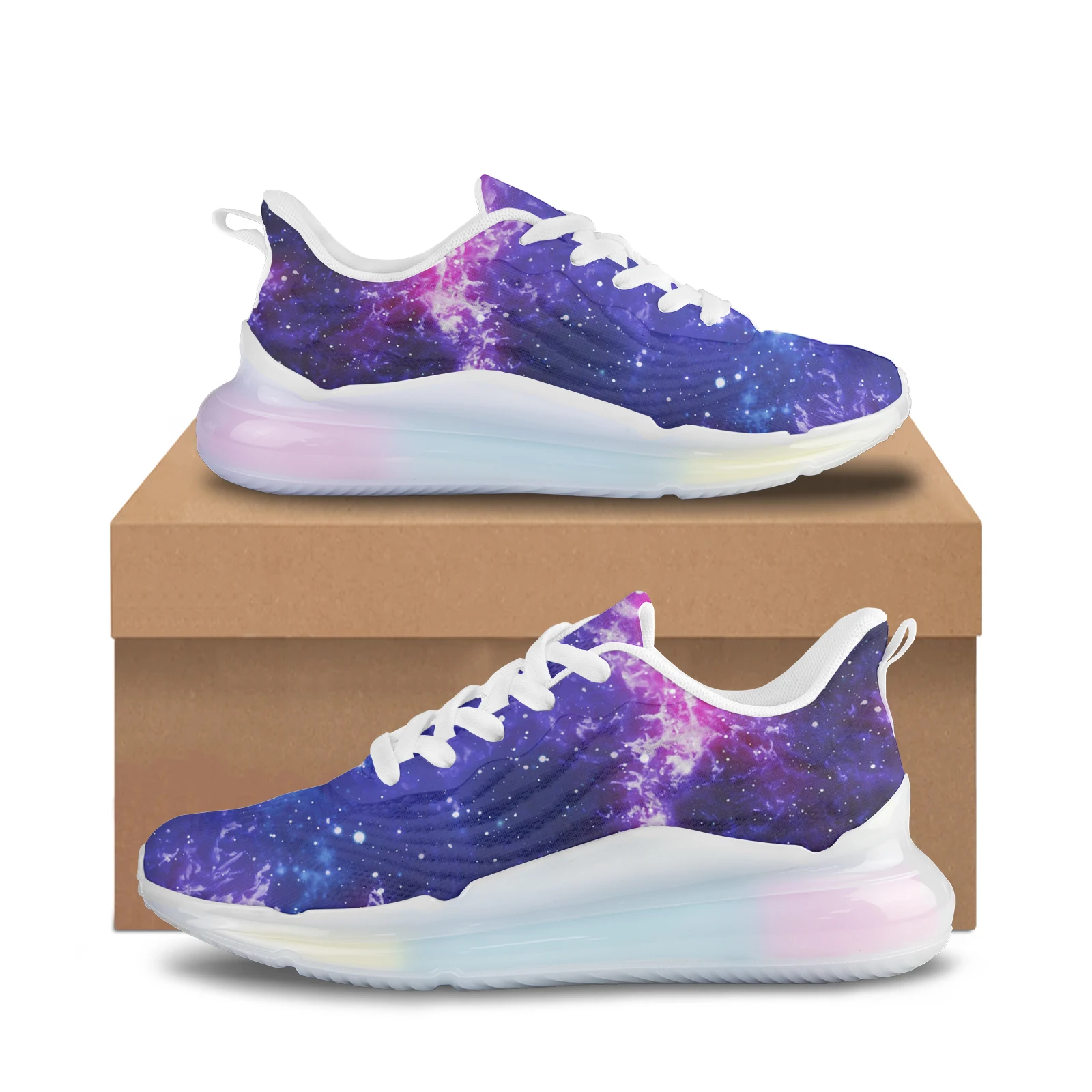 

Fantasy Starry Sky Cosmic Printing Mesh Breathable Outdoor Sport Sneakers Training Shoes Air Cushion Womens Shoes Thick Shoes