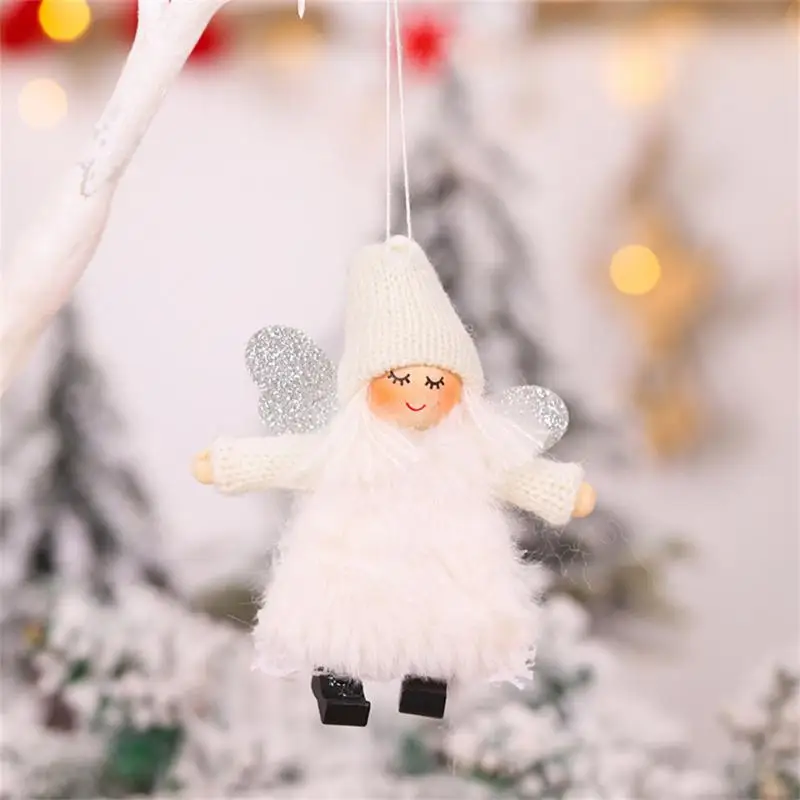 

Christmas Plush Lace Angel Creative Cartoon Doll Xmas Tree Ornaments Knitted Fabric Party Gifts Home Decorations Festivals Toys