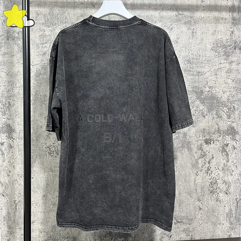 

Men Women Streetwear Loose Black Logo Print A-COLD-WALL T-Shirt High Quality Vintage Washed Old ACW Short Sleeve Tee With Tags