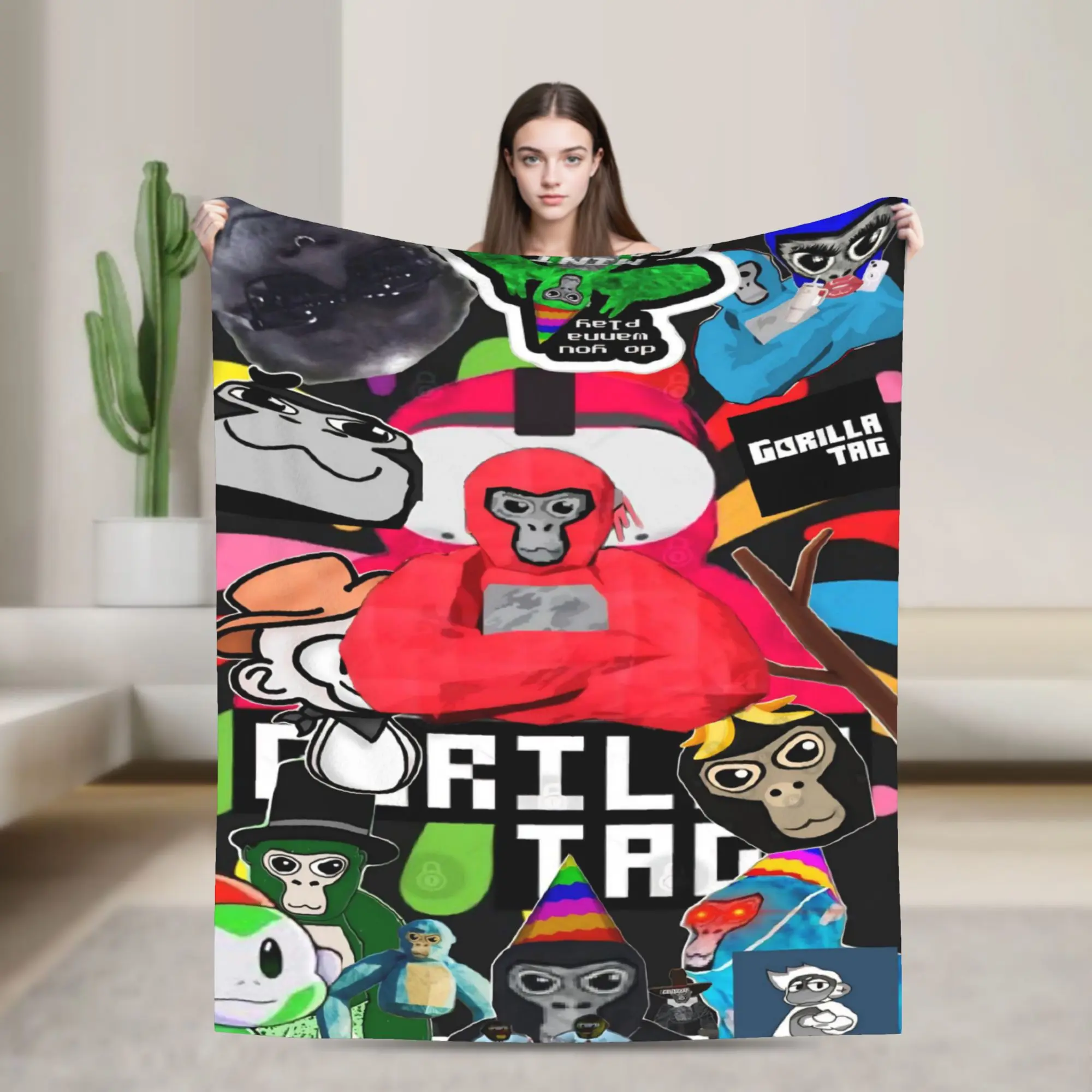 Фото Плед G-Gorilla Tags Games, супермягкий и уютный, для кровати, 50x60 дюймов, различные размеры, покрывало. №1