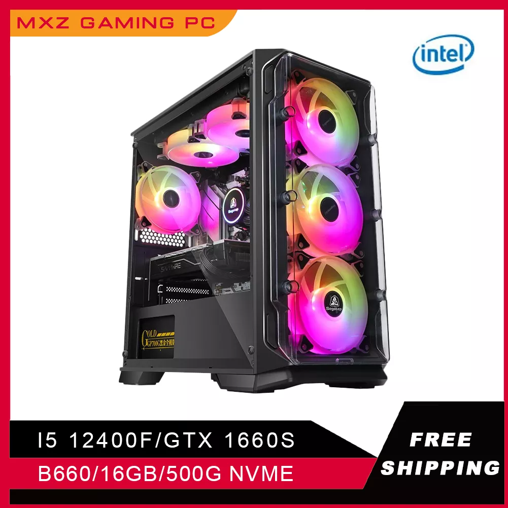 MXZ Pc Gaming i5 12400F Graphics Card GTX1660S B660 500GB 16GB Pc Gamer Complete For Customize pc gaming