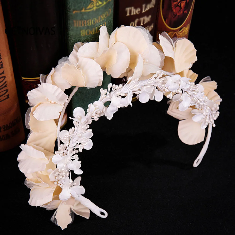 

Handmade Women Headband Double-Layer Flower Hairband Bride Wedding Hair Accessories Woman Girl Elegant Headdress Decoration SL