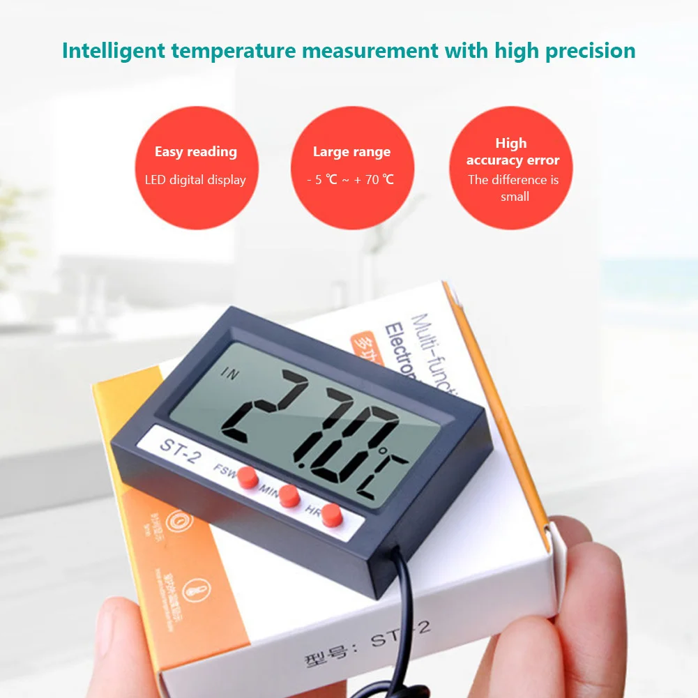 Цифровой Аквариумный Термометр ST-2 С Зондом Из Нержавеющей Стали Большой