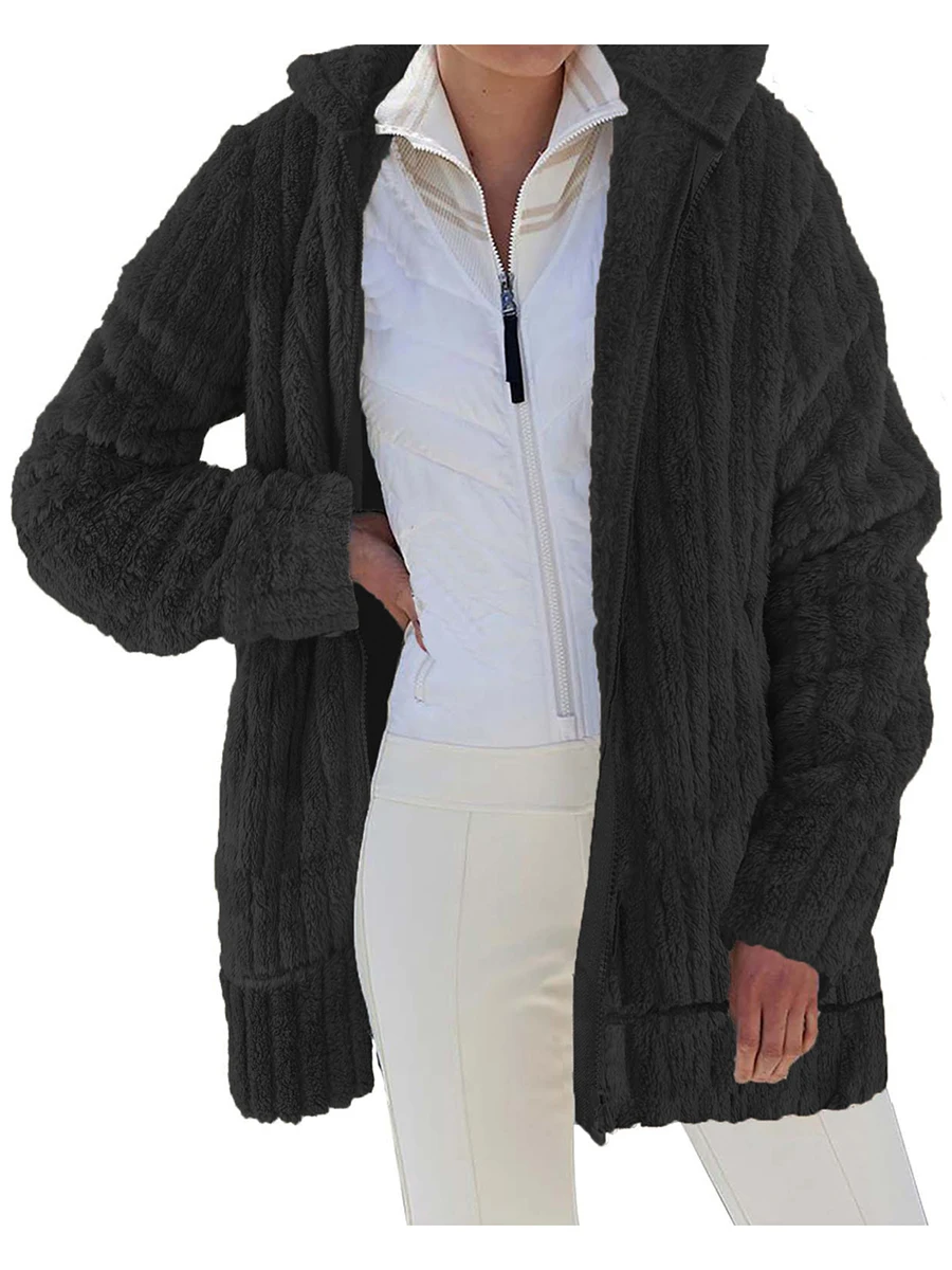

Women Fall Winter Fleece Jacket Cow Print Lapel Collar Zip Up Fuzzy Shaggy Teddy Coats Fluffy Sherpa Cropped Jacket Outerwear