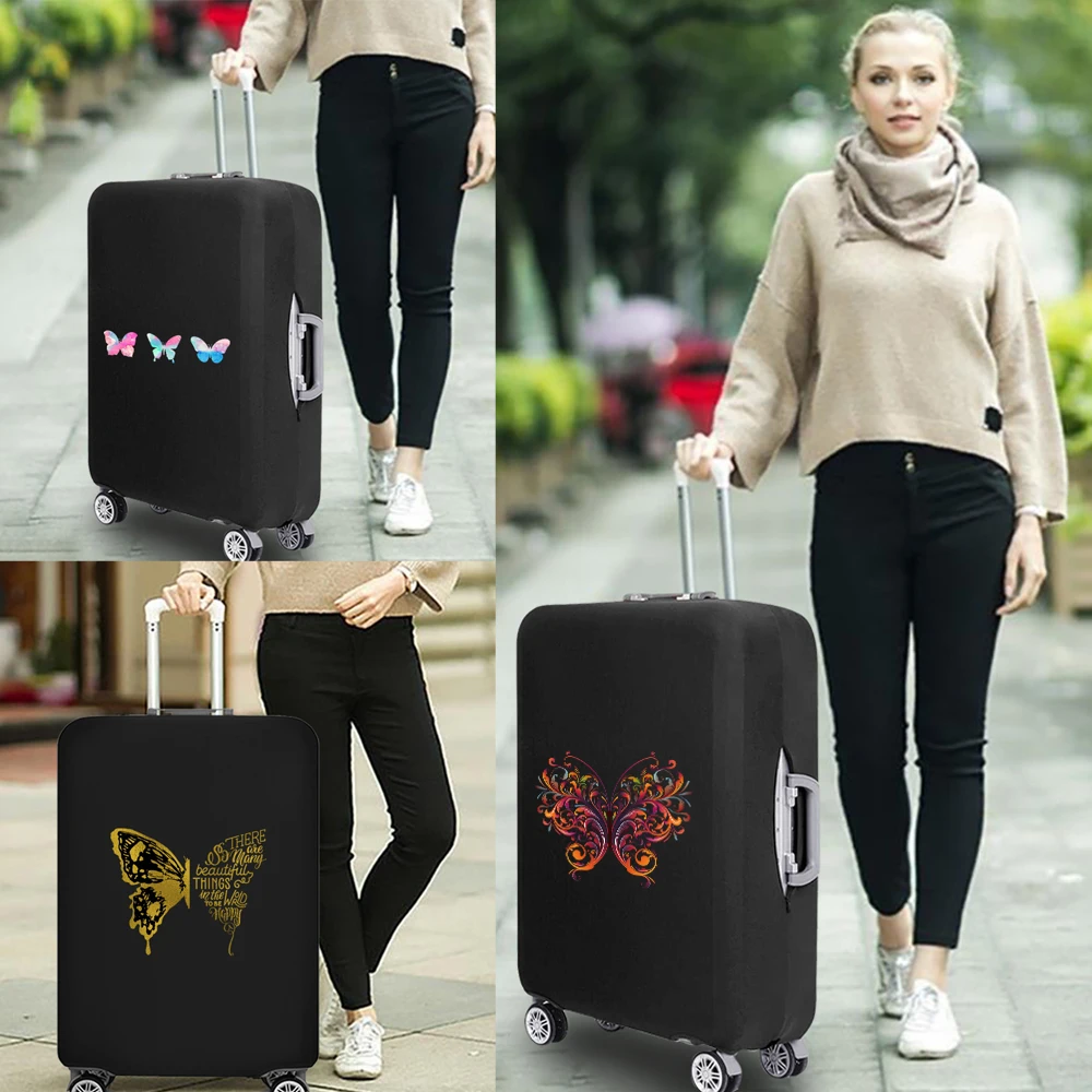 2023 Butterfly Print Luggage Cover Thicker Travel Suitcase Elasticity Protective Cover Apply To 18 '' -32 '' Trolley Dust Jacket
