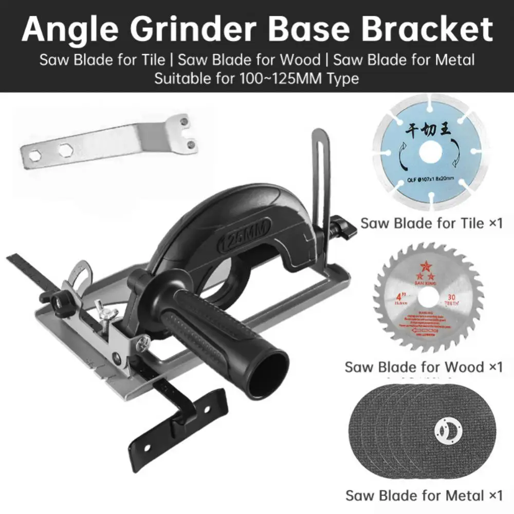 

Black Base Bracket Angle Grinder Brackets 100-125MM Converter To Cutting Machine Circular Saw Bracket Base Wood Working Tools