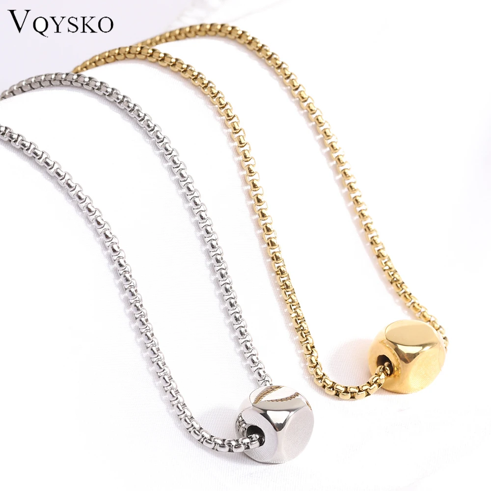 

VQYSKO Personalized Initial Letter Bead Block Necklace With Alphabet Blocks Gifts For Her