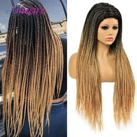black box braided wigs braids wigs for black women long synthetic hair glueless micro braids african replacement hair wig