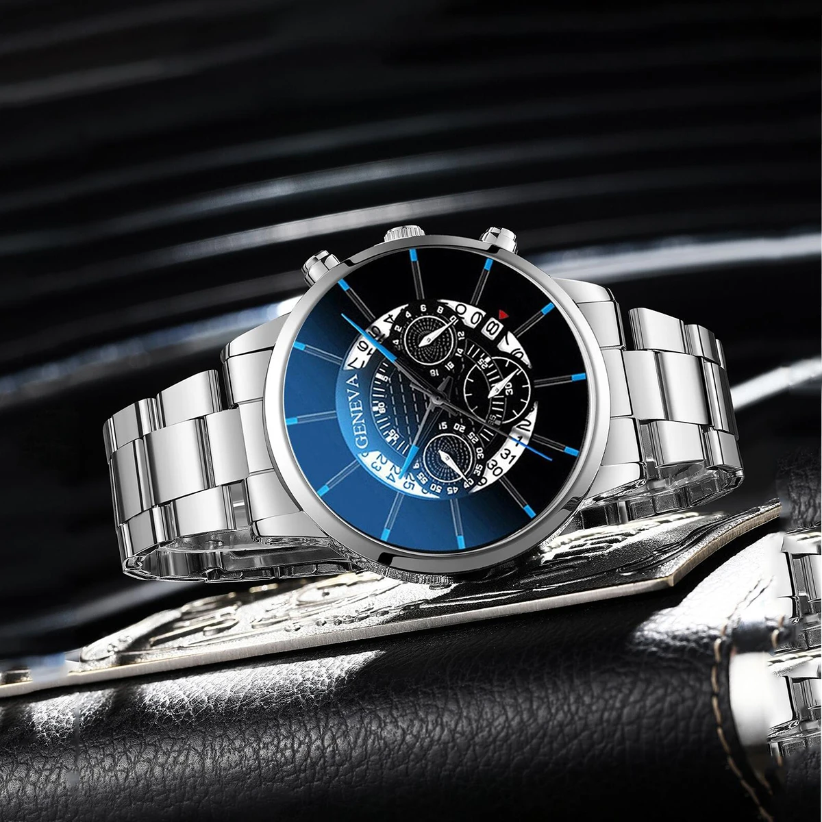 2 шт./комплект мужские кварцевые часы с большим циферблатом