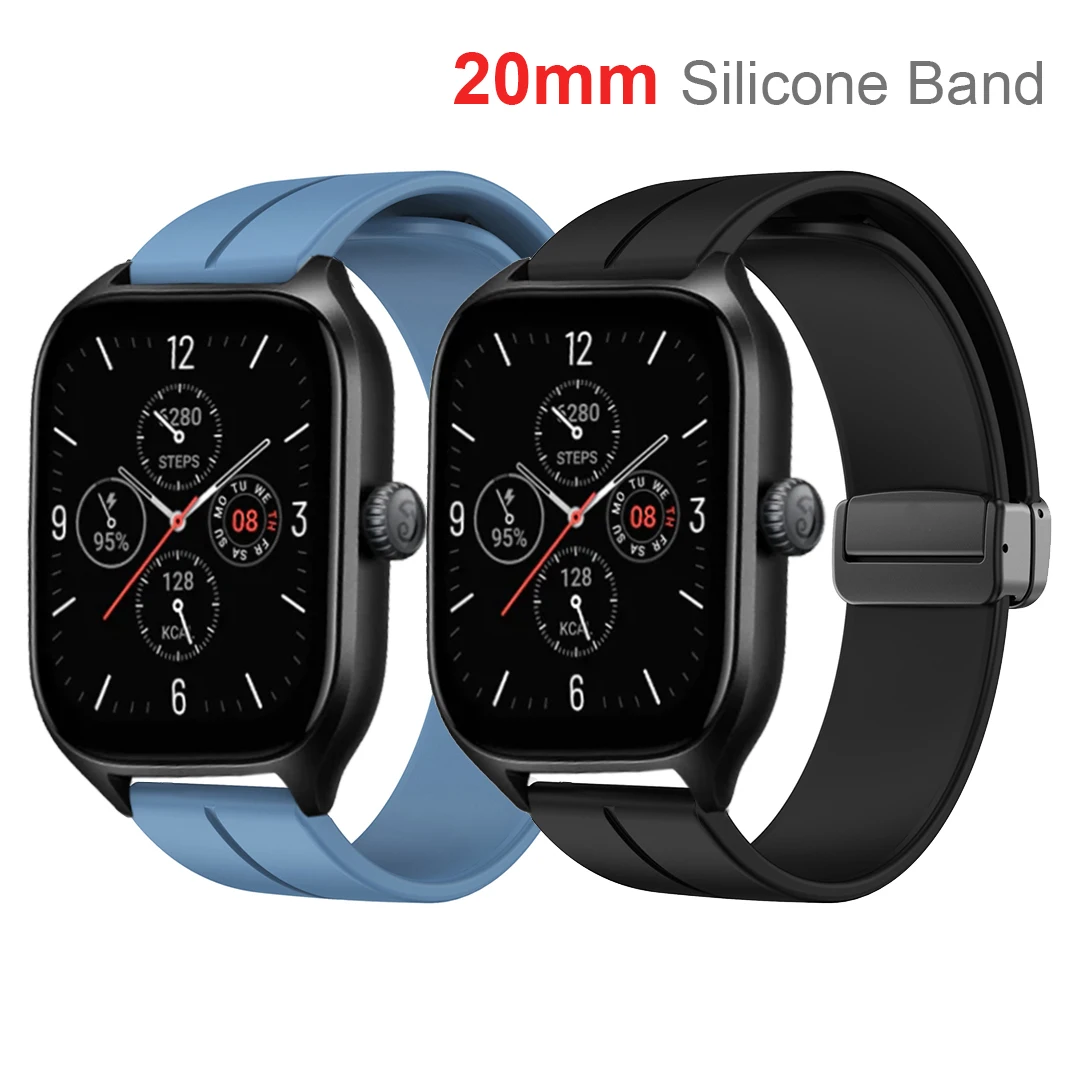 

20mm Silicone Magnetic Buckle Strap For Huami Amazfit GTS 4 3 2 2e Mini Sports Watch Band Correa For GTR 42mm Bip 3 S U Lite Pro