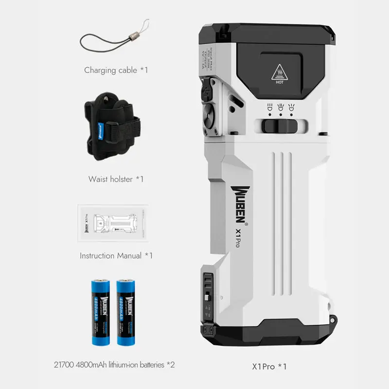 Перезаряжаемый фонарик WUBEN X1 Pro, 12300 люмен, портативный, ультраяркий, водонепроницаемый, мощный фонарик X1Pro, 9600 мАч, Power Bank (art.: 3920da0db998c) - 3920da0db998c