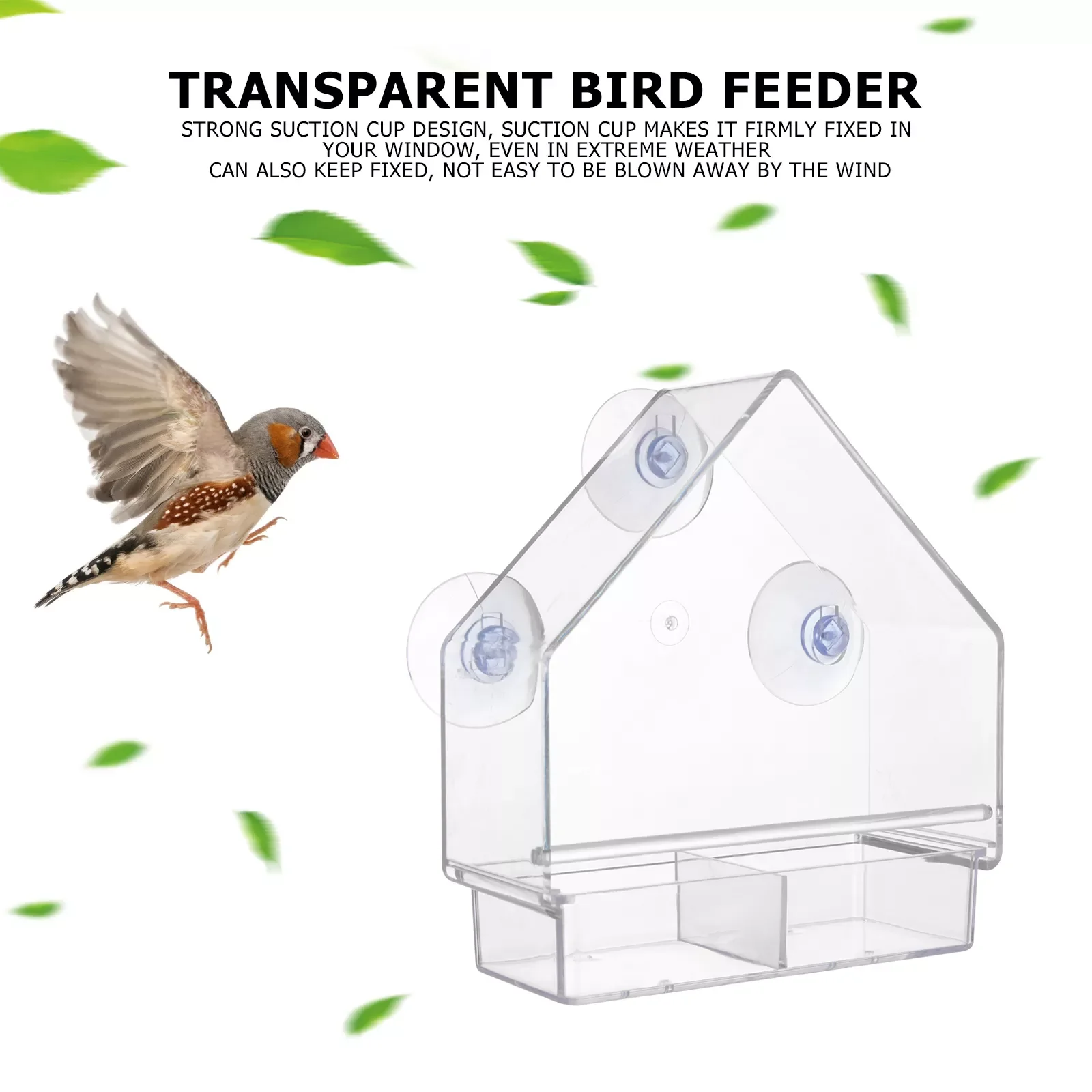 

New in Bird Feeder House Shape Weather Proof Transparent Suction Cup Outdoor Birdfeeders Hanging Birdhouse For Outside Garden ch