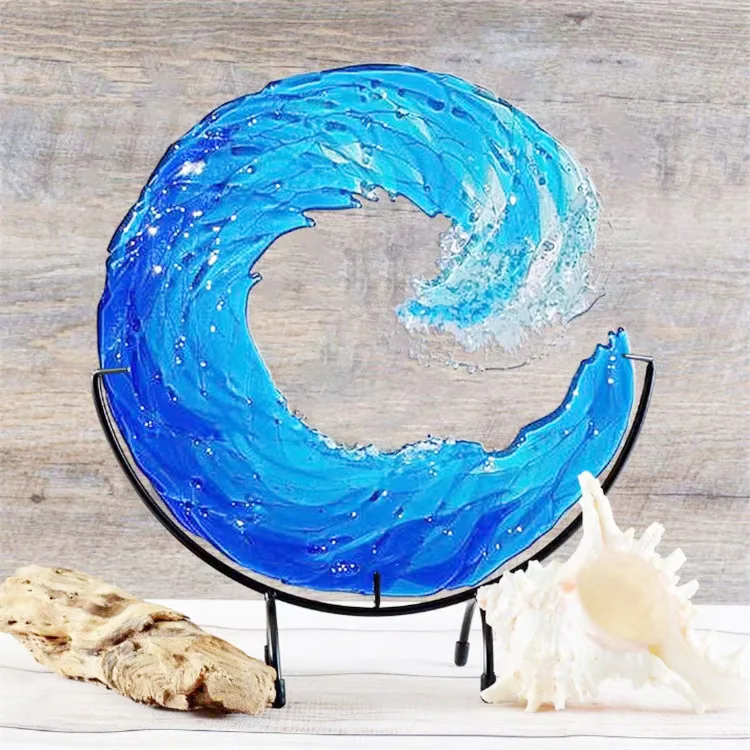

Ocean Wave Fused Glass Sculpture Hailang Acrylic crafts ornaments home accessories