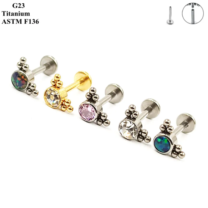 

Delicate Korean Style Earrings G23 Titanium Piercing Jewelry Inlaid Zircon And Opal Versatile Women's Ear Bone Nails