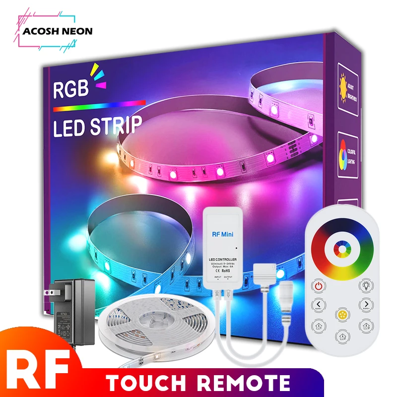 RF Touch Remote RGB LED Strip Lights waterproof led bar lights color lighting for room christmas decoration