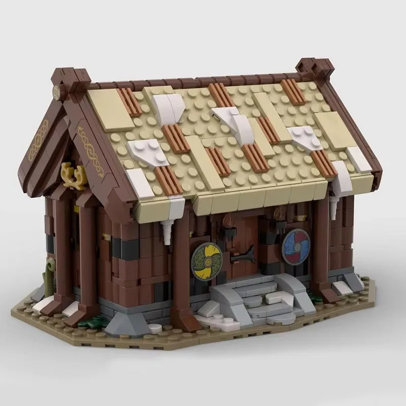 Фото Новый MOC, средневековая архитектура, модель деревенского дома викингов, сделай сам, креативная сборка, строительные блоки, игрушка, детский подарок на день рождения №2