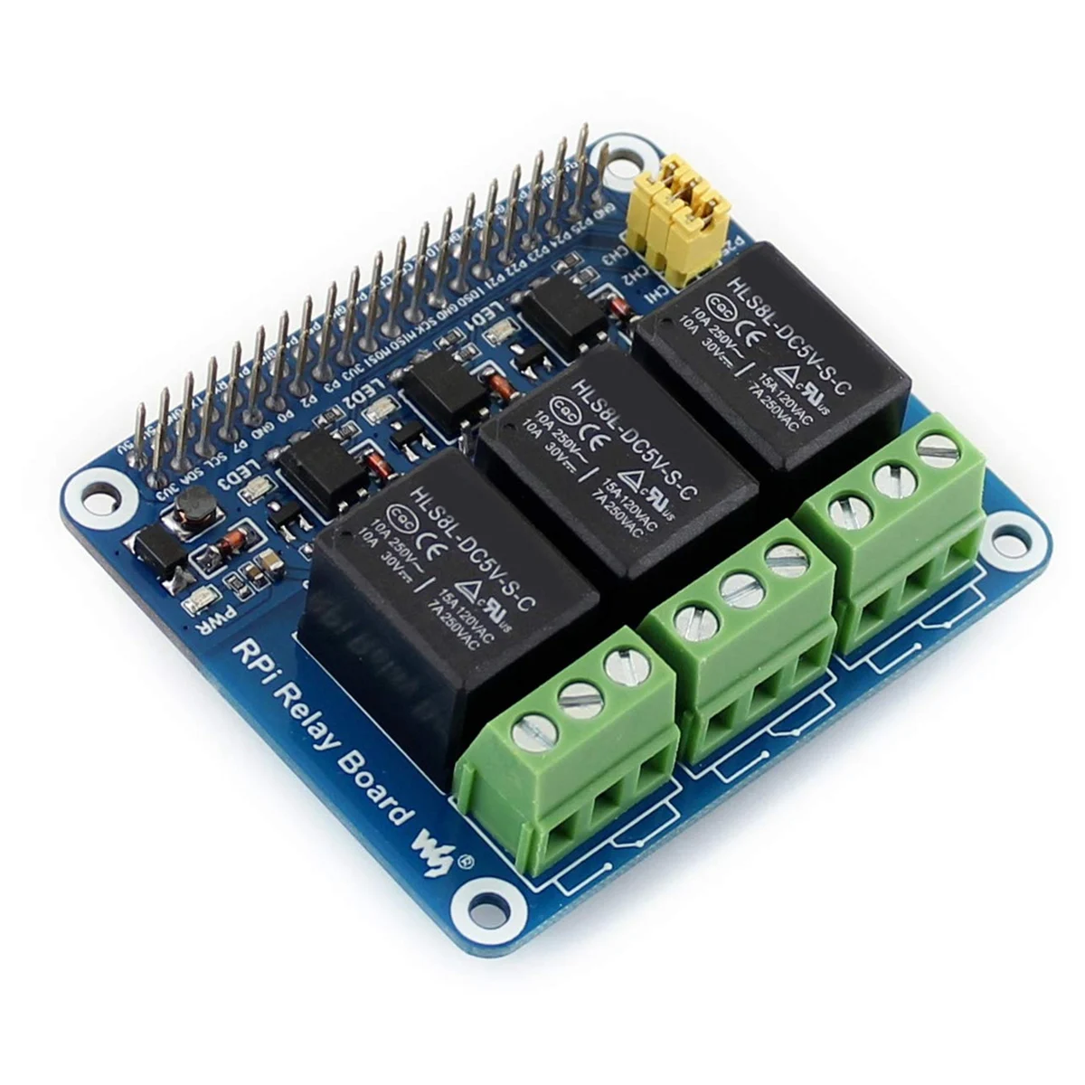 Waveshare 5 В 3-канальный релейный модуль Плата расширения Breakout Shield HAT Kit для RPI Raspberry Pi