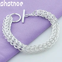 925 sterling silver multi circle chain bracelet for women men party engagement wedding birthday gift fashion charm jewelry