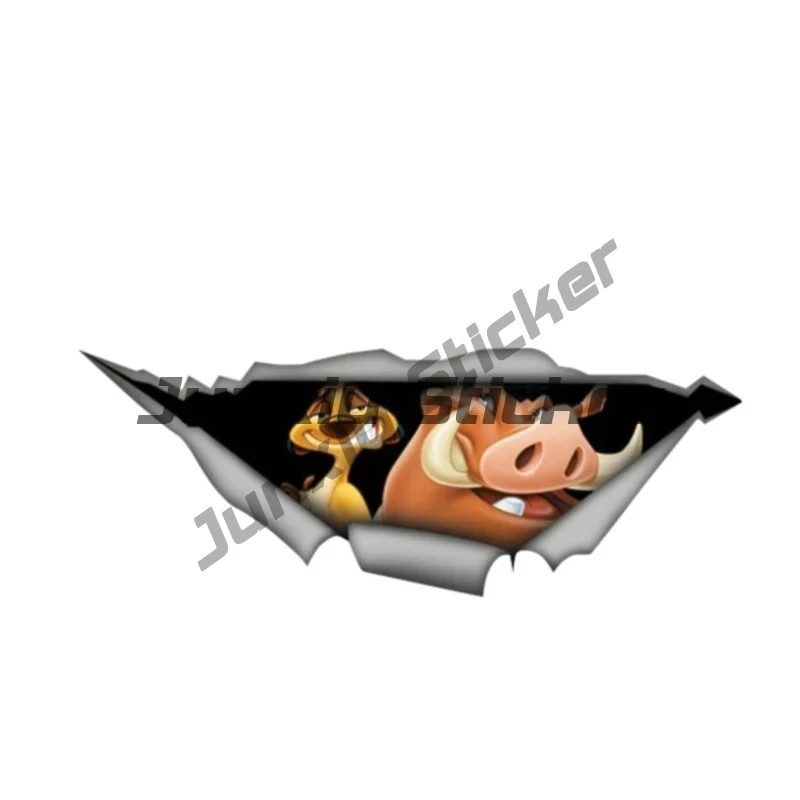 

Scratch-Proof Exterior Decoration PVC Decal Pet Timon and Pumbaa Waterproof Car Sticker on Motorcycle KK13*13cm