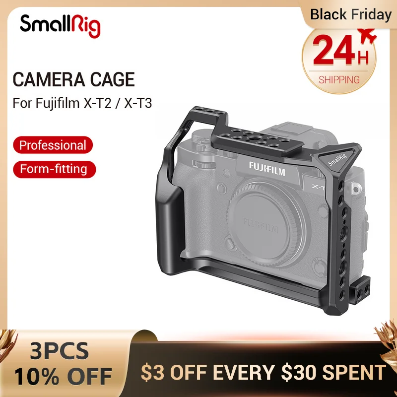 

SmallRig DSLR Camera Cage for Fujifilm X-T3 Camera With Comfortable Handle Grip Quick Release Nato Rail Arri Locating Hole 2228