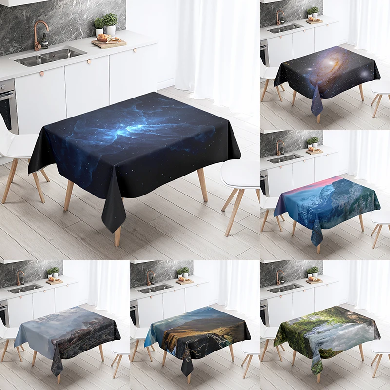 

Milky Way Starry Sky, Natural Scenery Table Cloth Wedding Party Restaurant Banquet Decoration Waterproof Home Table Decoration