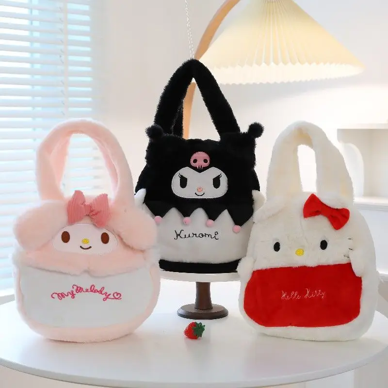

Симпатичная Аниме Сумка Kuromi My melody с героями мультфильмов, большая емкость, женское сердце, красивая креативная плюшевая сумка, сюрприз, подарок для девочек