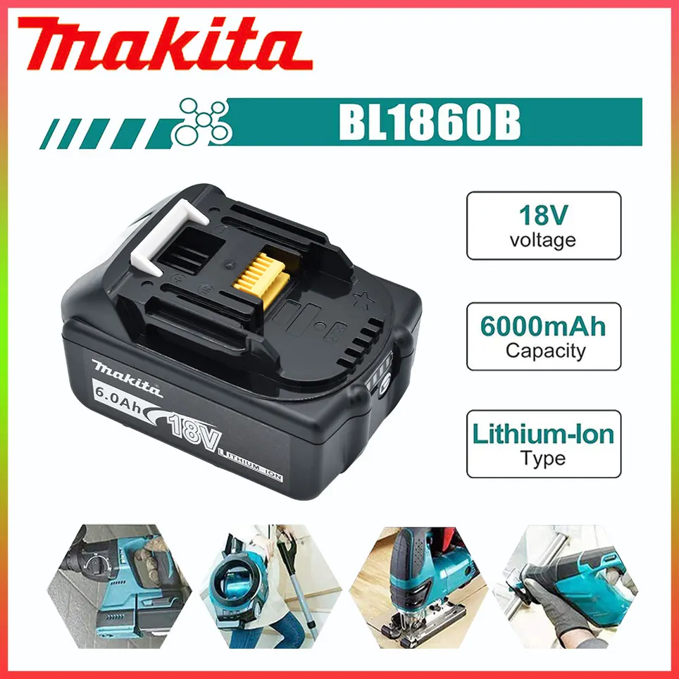 

Аккумуляторная батарея для электроинструмента Makita BL1830 6,0 Ач, литий-ионная запасная деталь, LXT BL1840 BL1850 BL1860100 % оригинальная, 18 в