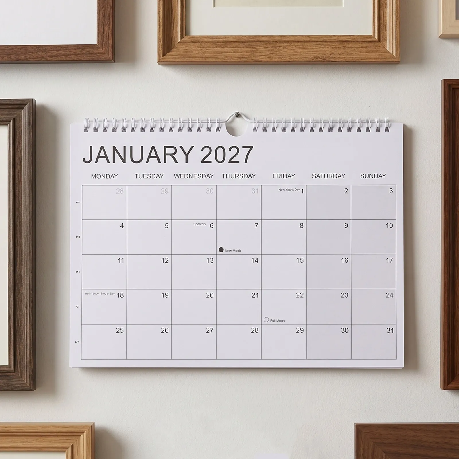 Настенный календарь 2027-2028 годов, переплет на двойной проволоке, формат А4, ежемесячный горизонтальный календарь, планировщик для офиса, дома, классной комнаты, ежедневник для учителя. (art.: 3920dd24561ff) - 3920dd24561ff