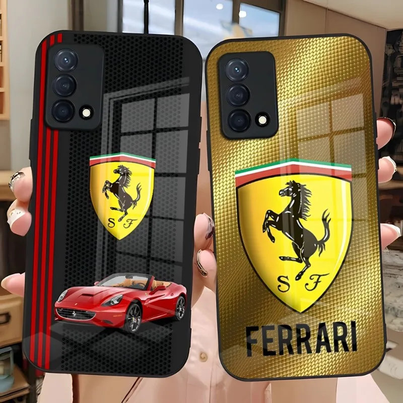 

Роскошный автомобильный чехол Ferrari со стеклом для телефона Huawei P30 P50 P20 P40 P10 P9 Mate 40 Smartp Z Honor 30 50 60 Pro Plus, чехлы