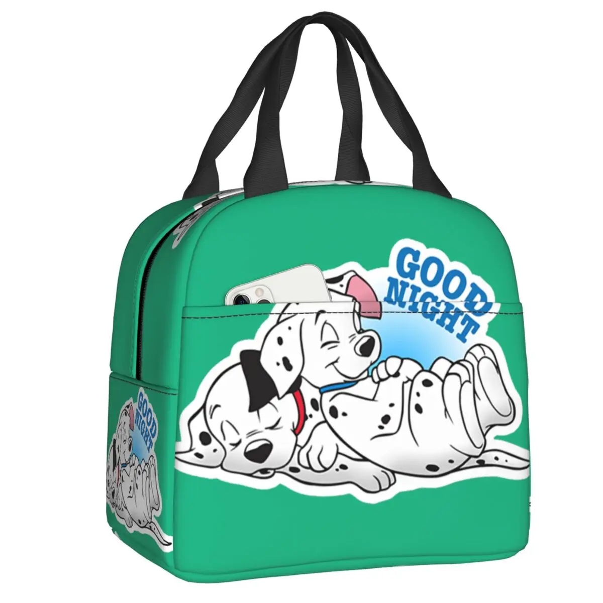 

Good Night Dalmatian Qui Dort Insulated Lunch Bags Women Cartoon Dog Portable Thermal Cooler Food Lunch Box Kids School Children