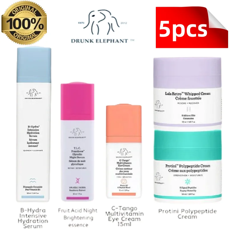 

5pcs Original Drunk Elephant Moisturizing Skin Care Face Eye Cream Protini/LALA RETRO Polypeptide Anti-wrinkle Face Care