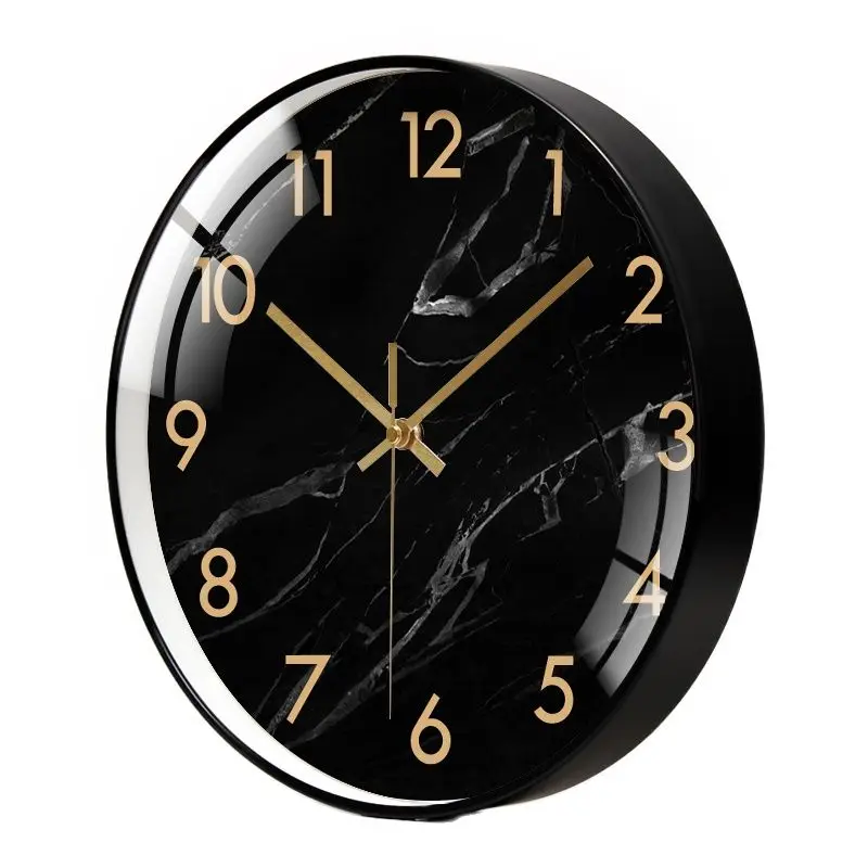 Black Large Wall Clock Silent Watches Nordic Modern Clocks Wall Home Decor Creative Gold Kitchen Watch Marble Pattern Gift