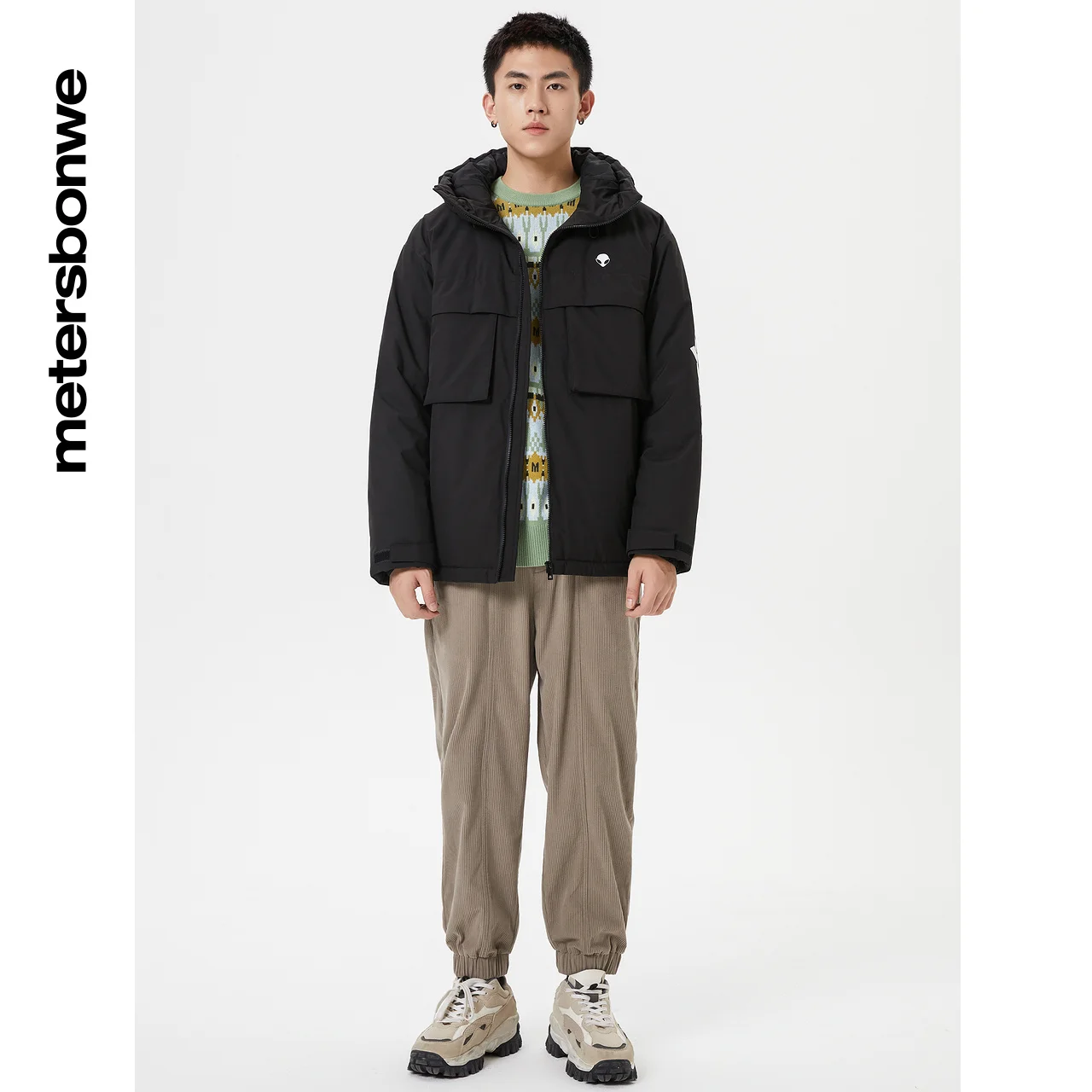 Metersbonwe Hooded Letter Print Down Jacket Men Winter Warm Fashion Fit Down Coat Jackets Male Brand Outerwear New Clothing
