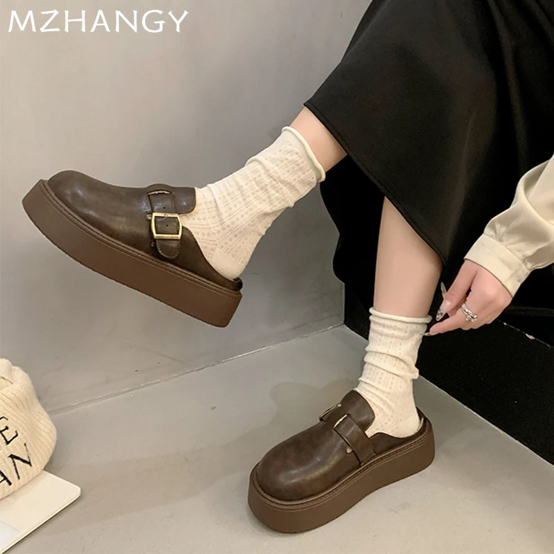 Женские кожаные туфли-лодочки с открытой пяткой на плоской подошве женские