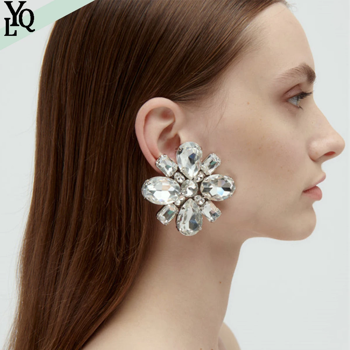 

Women's Rhinestone Floral Earrings, Luxury Jewelry for Party, Dinner and Wedding, Fashion Accessories, New Trend