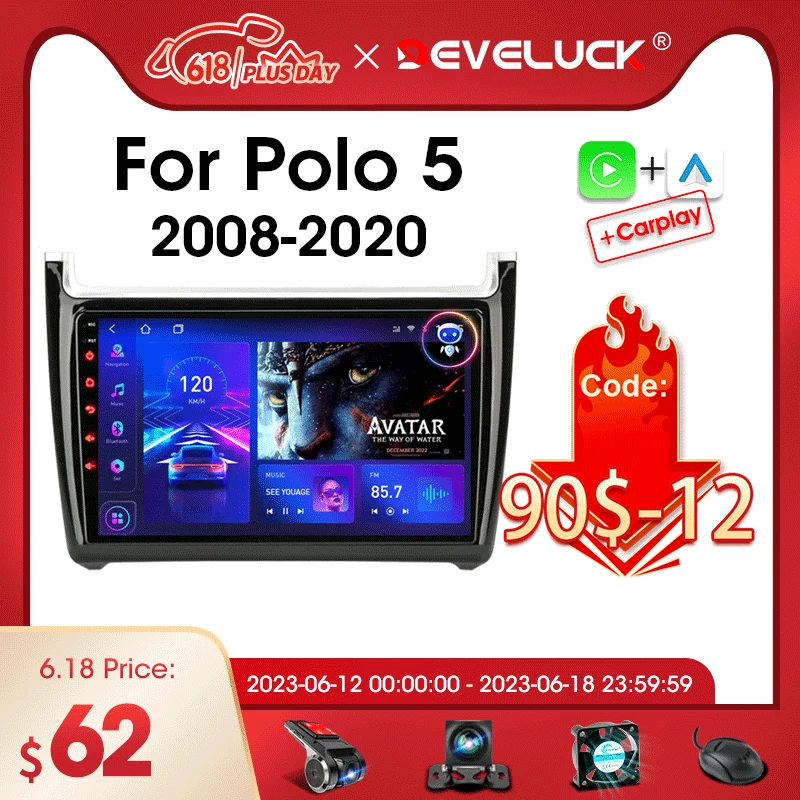 2 Din Android 11 Car Radio For Volkswagen VW polo 5 sedan 2008 - 2020 Multimedia Player Carplay Stereo GPS DVD Head Unit 4G Wifi