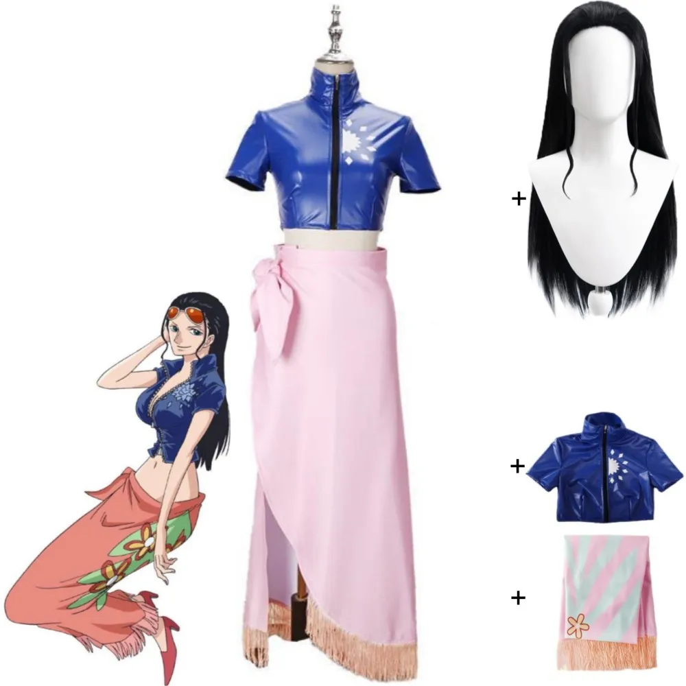

Anime Nico Robin Miss Allsunday Cosplay Costume Wig Adult Sexy Woman Coat Skirt Hallowen Two Years Later Uniform Suit