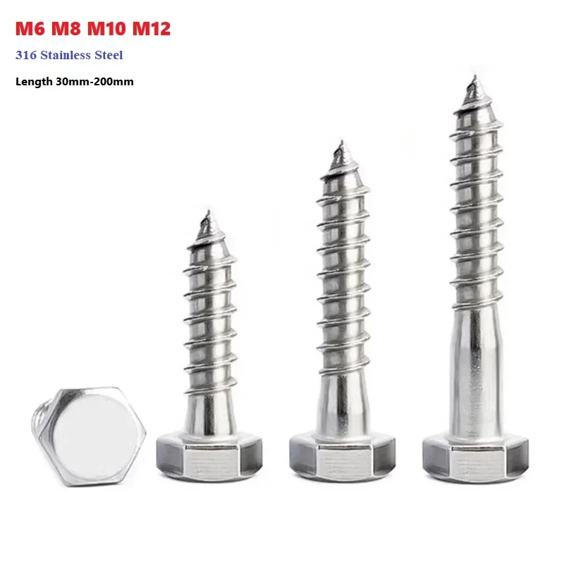 Наружный шестигранный Самонарезающий винт M6 M8 M10 M12 316 из нержавеющей стали