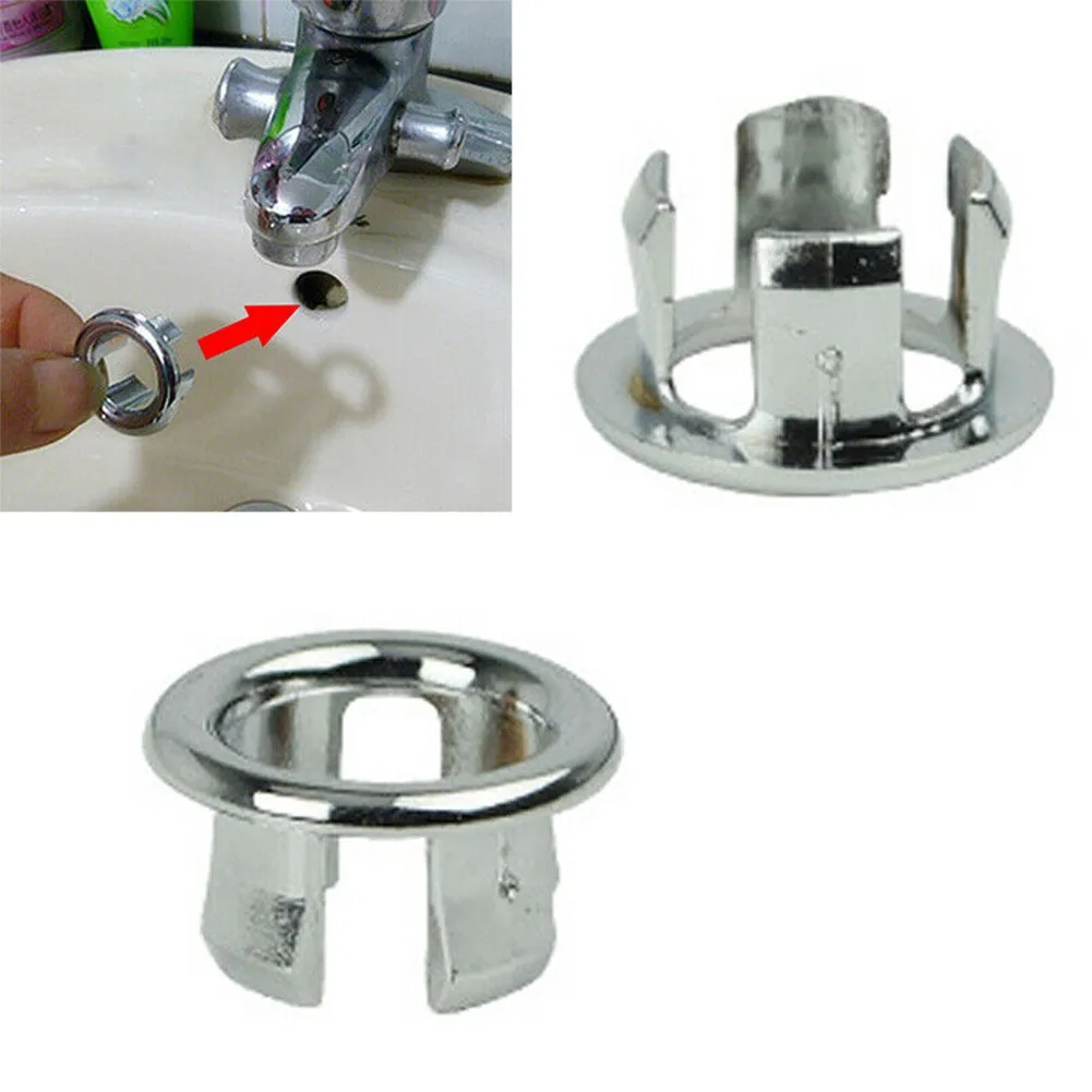 

2pcs Basin Sink Overflow Ring Chrome Hole Cover Cap Inserts Round Wash Basin Insert Hole Cover Bathroom Accessories
