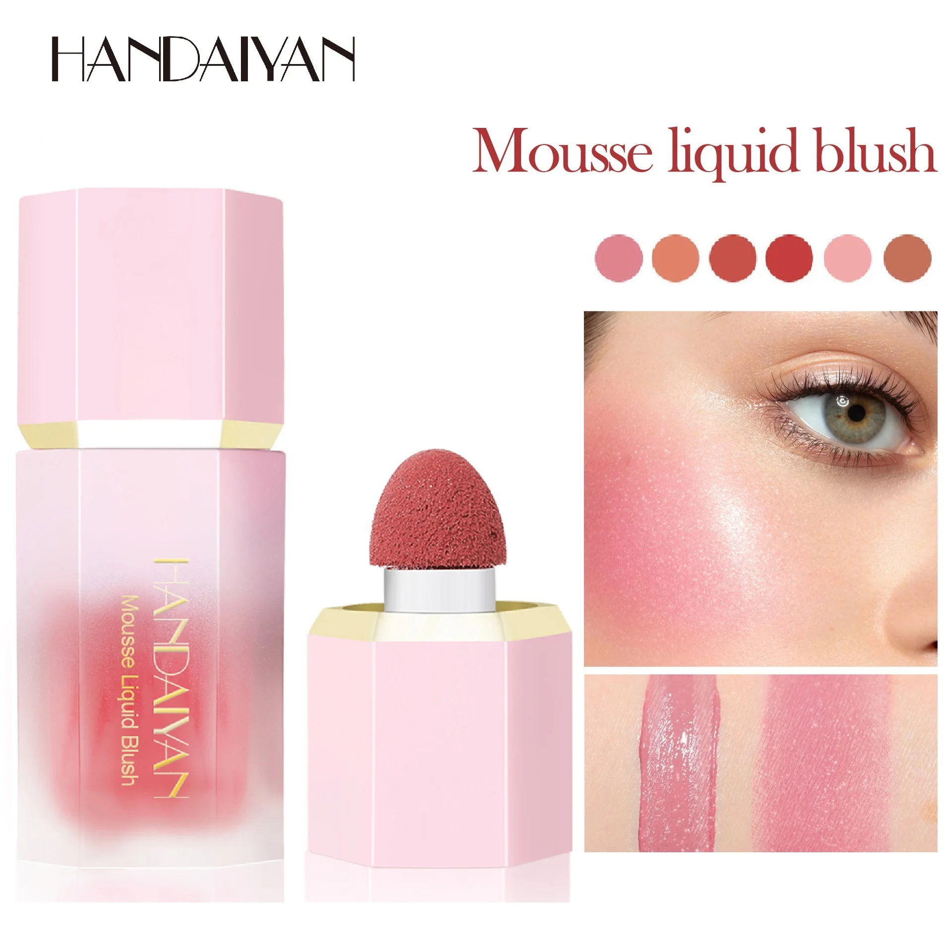 

Mousse Liquid Blush Stick Long Lasting Cute Cheek Rouge Face Blusher Pink Red Rose Face Tint Contour Makeup Handaiyan Cosmetics