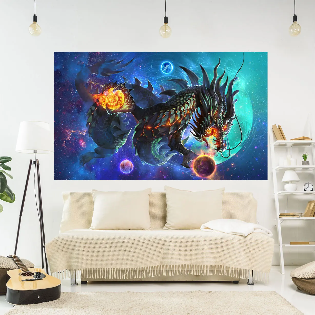 Psychedelic Tapestry Cosmic Dragon Printed Wall Hanging Carpets Sofa Blanket Art Aesthetic Home Decorative
