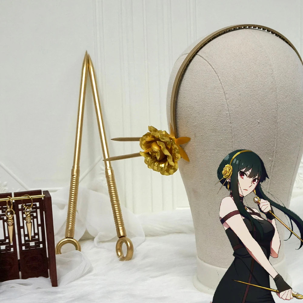 

Anime SPY×FAMILY Yor Forger Cospaly Costume Props Jewelry Earring Ear Clip Accessories Headwear Rose Hair Hoop KC Arms Women Toy