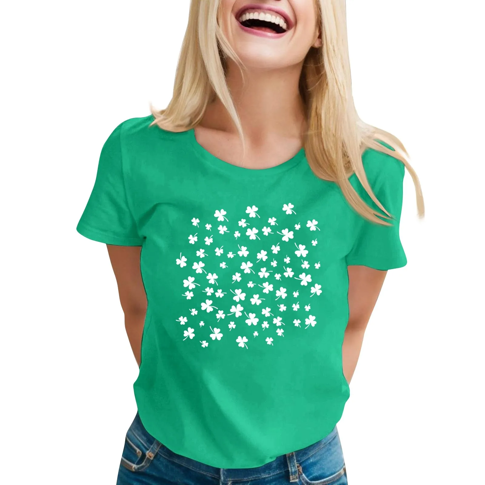 Женская Повседневная Свободная облегающая футболка с принтом пуловер круглым