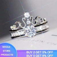 tibetan silver s925 ring opening crown finger rings clear cz stackable ring wedding band silver 925 jewelry %d0%ba%d0%be%d0%bb%d1%8c%d1%86%d0%be for women