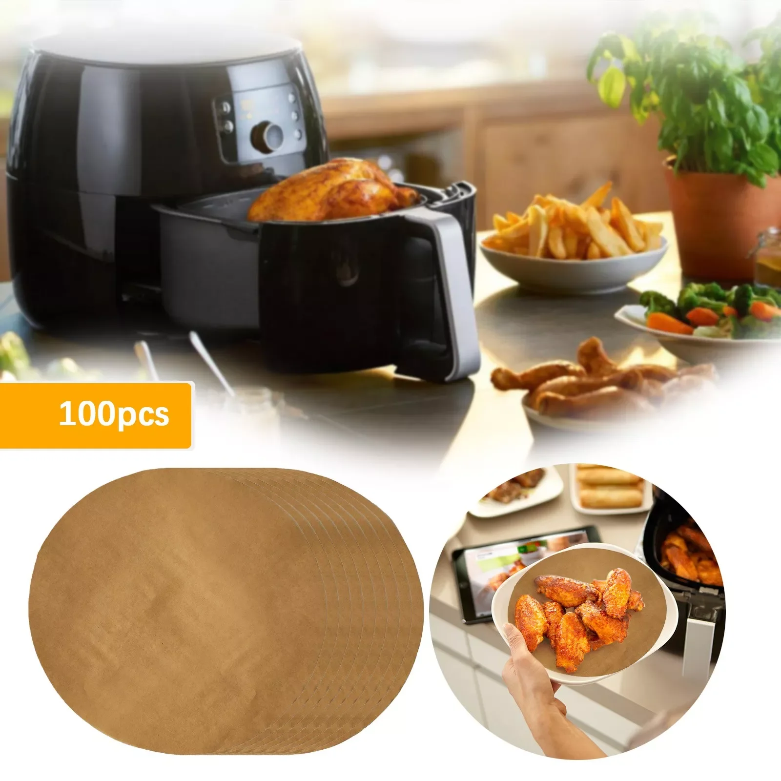 

Air Fryer Paper Steaming Pad Baking Barbecue Snack Bread Paper Oil Proof Paper Avoid Stick Paper 20cm100 Sheets Of Air Fryers