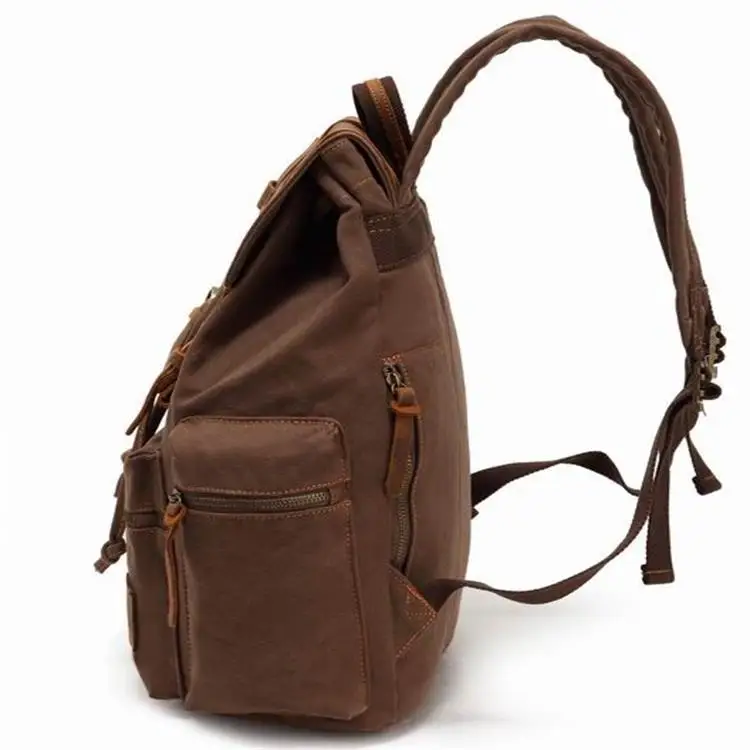 

Student Schoolbag Men's and Women's Canvas Backpack 15.6 Inch Computer Bag Large Capacity European and American Retro Bag