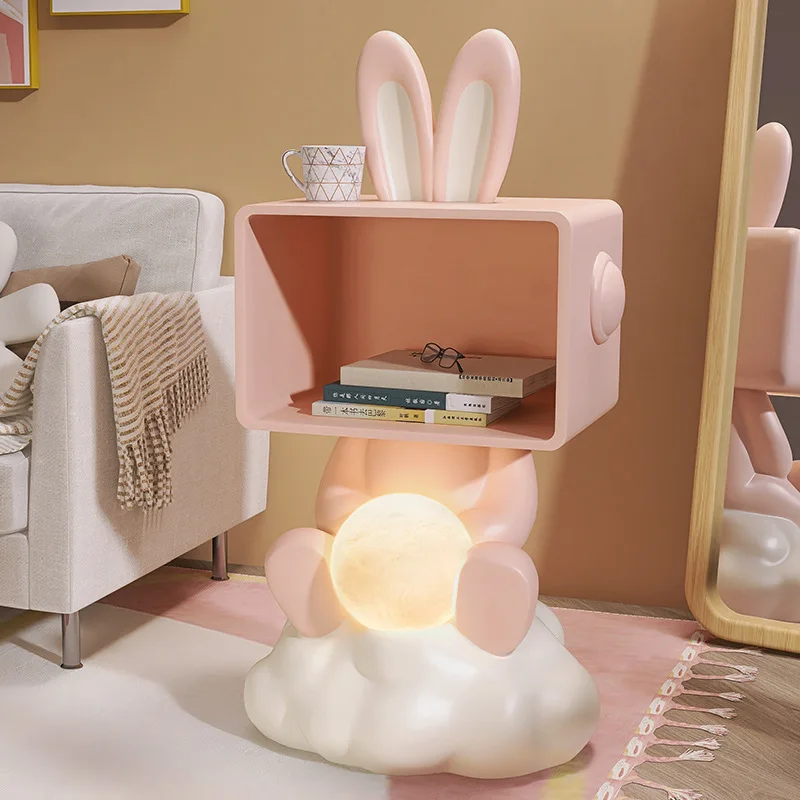 

Home Decor Children's Room Rabbit Statues Bedside Table Bedroom Small Storage Side Table Creative Modern Simple Storage Cabinet