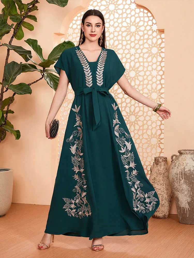 Ид Джеллаба Марокко Кафтан Роскошное мусульманское платье с вышивкой Женское